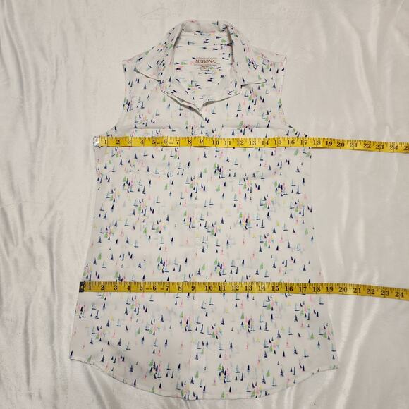 Merona Sleeveless Boat Print Button Down Top, X-Small - Picture 4 of 5